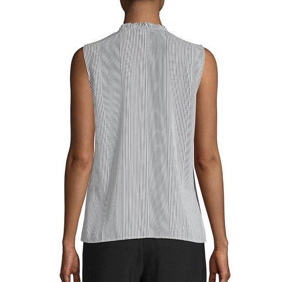 KARL LAGERFELD Striped Navy Blue Blouse - Picture 2 of 6